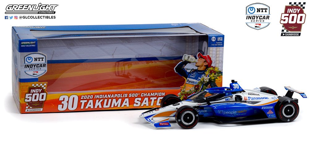Greenlight 1:18 11101 INDY CAR 2020 #30 Takuma Sato, Rahal Letterman Lanigan Racing / PeopleReady / 2020 Indianapolis 500 Champion B11 - Stranger - tings.co.uk