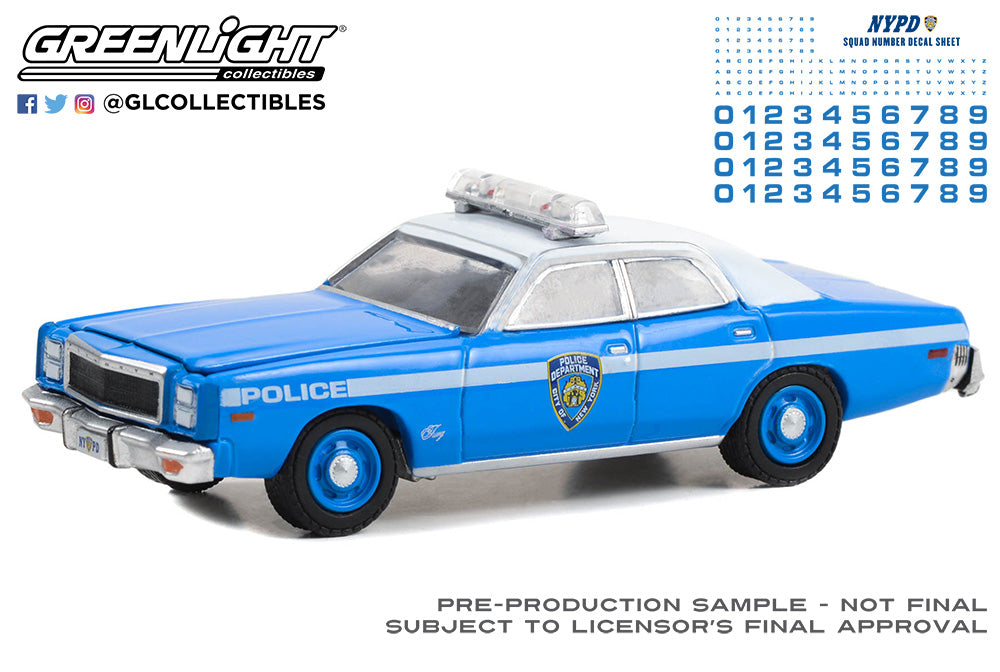 Greenlight 42773 1/64 Hot Pursuit 1977 Plymouth Fury New York City Pol ...