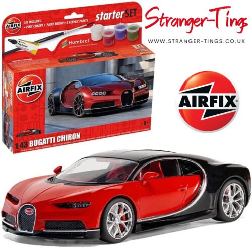 AIRFIX AX55005 1/43 SMALL STARTER SET NEW BUGATTI CHIRON (PLASTIC KIT) - Stranger - tings.co.uk