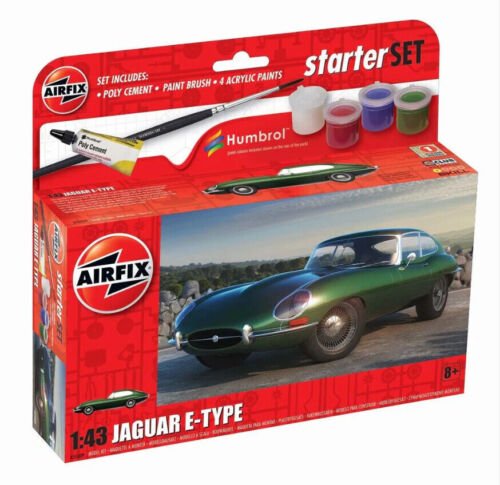 AIRFIX AX55009 1/43 SMALL STARTER SET JAGUAR E - TYPE (PLASTIC KIT) - Stranger - tings.co.uk