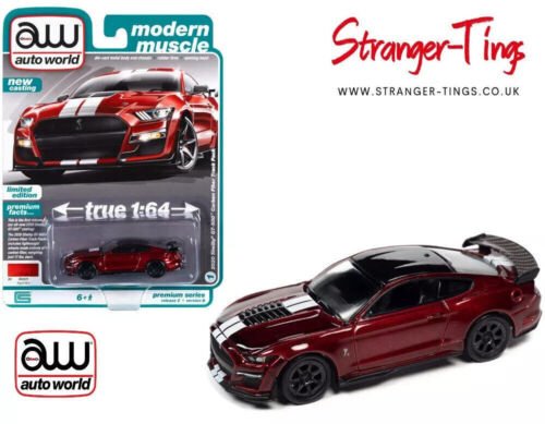 AutoWorld 2020 Ford Shelby GT - 500 Rapid Red 1/64 Scale Diecast Car AWSP100B - Stranger - tings.co.uk