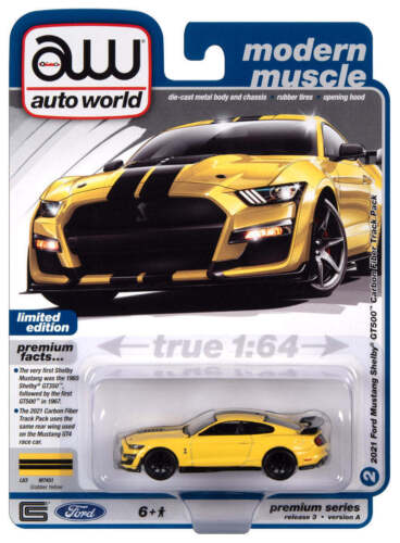 Autoworld 2021 Ford Mustang Shelby GT500 Grabber Yellow AWSP136A 1/64 - Stranger - tings.co.uk