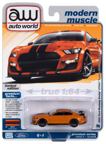 Autoworld 2021 Ford Mustang Shelby GT500 Twister Orange AWSP136B 1/64 - Stranger - tings.co.uk