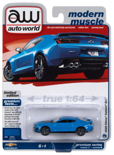 Autoworld 2022 Chevrolet Camaro ZL1 Rapid Blue AWSP138B 1/64 - Stranger - tings.co.uk