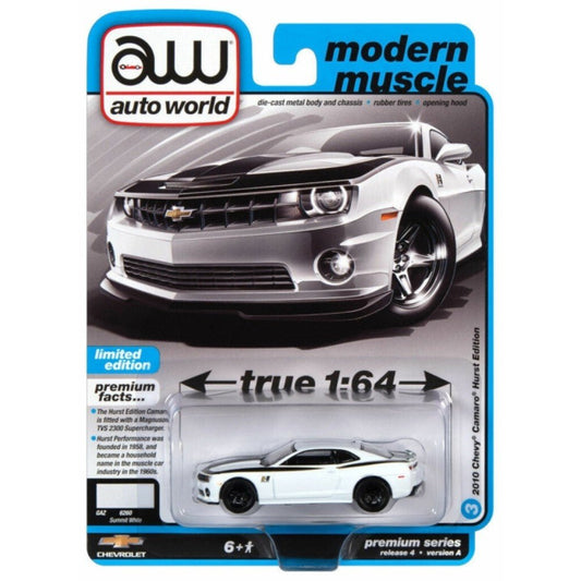 AW64382A - 3 - 1/64 AUTOWORLD PREMIUM ASSORTMENT 2022 RELEASE 4 SERIES A 2010 HURST CHEVROLET CAMARO WHITE WITH BLACK HURST ACCENTS - Stranger - tings.co.uk