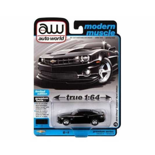 AW64382B - 3 - 1/64 AUTOWORLD PREMIUM ASSORTMENT 2022 RELEASE 4 SERIES B 2010 HURST CHEVROLET CAMARO BLACK WITH SILVER HURST ACCENTS - Stranger - tings.co.uk