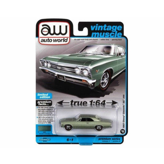 AW64382B - 4 - 1/64 AUTOWORLD PREMIUM ASSORTMENT 2022 RELEASE 4 SERIES B 1967 CHEVROLET CHEVELLE SS GREEN MIST METALLIC - Stranger - tings.co.uk