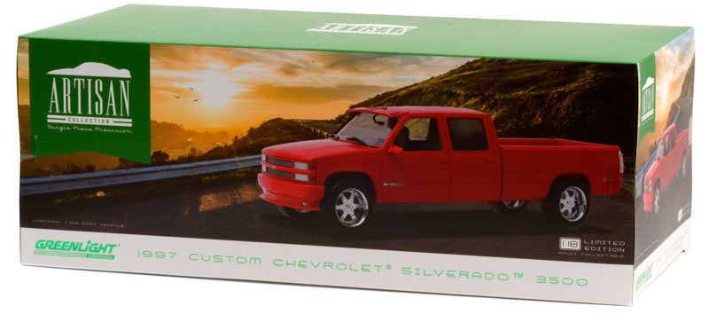 Greenlight 19073 1/18 Artisan Collection - 1997 Chevrolet 3500 Crew Cab Silverado - Victory Red B3 - R4 - Stranger - tings.co.uk