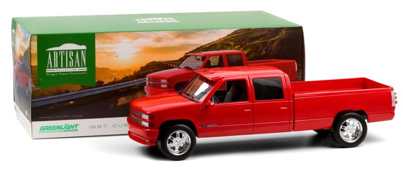 Greenlight 19073 1/18 Artisan Collection - 1997 Chevrolet 3500 Crew Cab Silverado - Victory Red B3 - R4 - Stranger - tings.co.uk