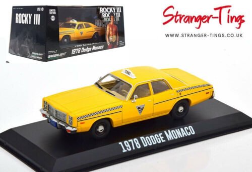 GREENLIGHT 1978 DODGE MONACO TAXI YELLOW ROCKY 3 MOVIE 1/43 DIECAST CAR 86612 - Stranger - tings.co.uk